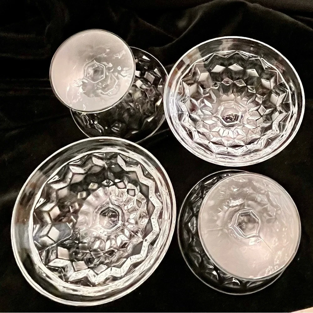 Vtg Fostoria American Clear Glass Shiny Champagne Sherbet Dessert Cups Set of 4